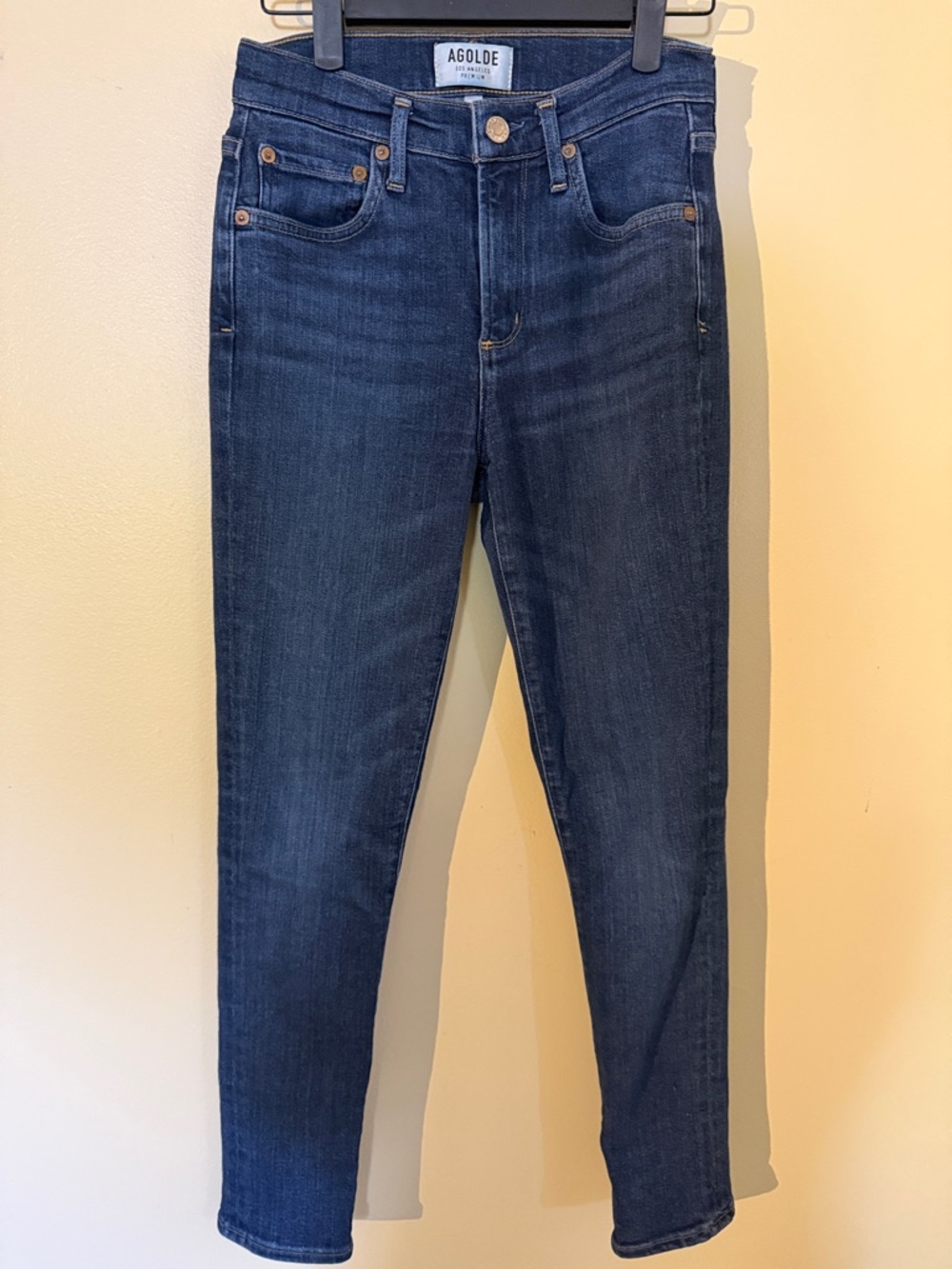 Agolde Dark Indigo High-Rise Skinny Jeans